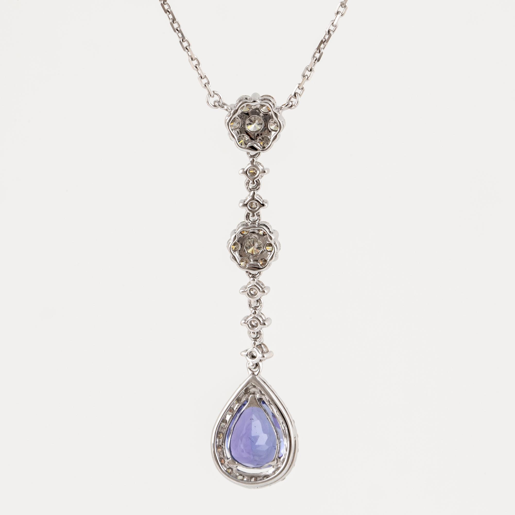 Tanzanite and brilliant-cut diamond necklace.