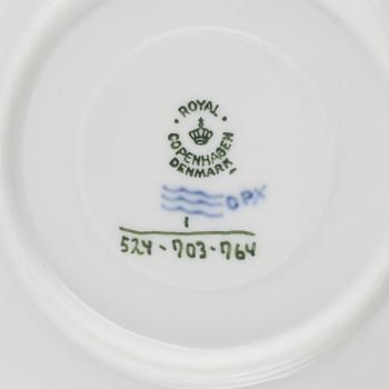 Royal Copenhagen, nine lidded porelain consommé cups, Musselmalet Half Lace", Denmark.