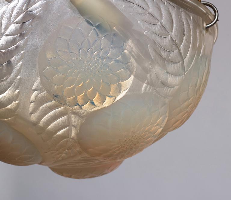 René Lalique, an opalescent "Dahlias" cast glass ceiling light, France 1920's-30's.