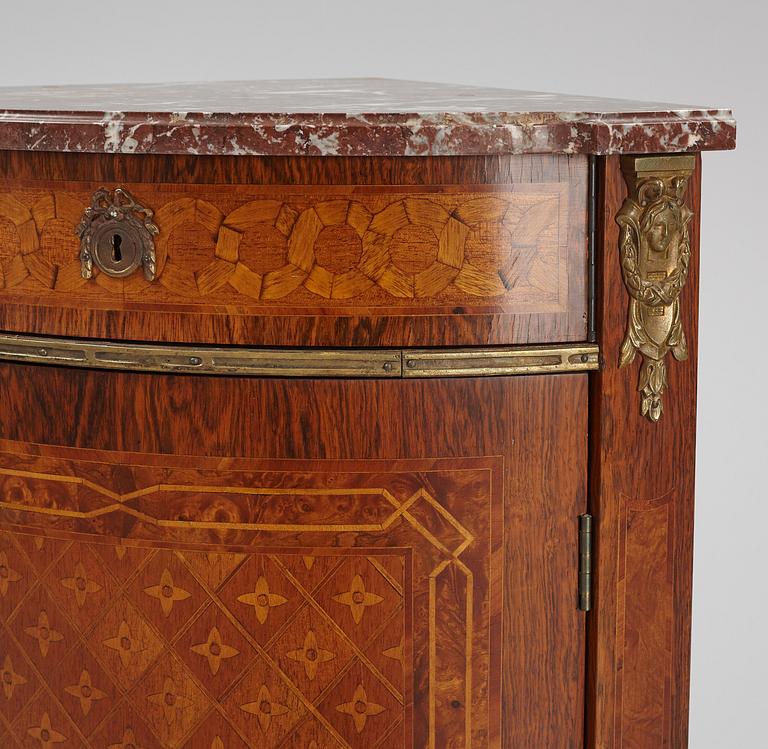 A Gustavian-style parquetry encoignure, mid 20th century.