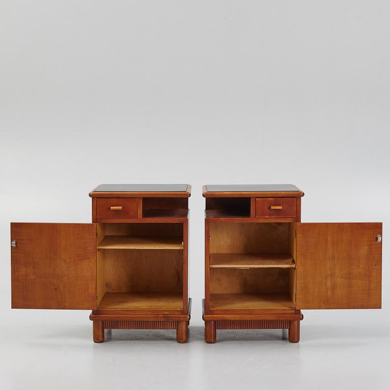 A pair of bedside tables, 1930's-40's.