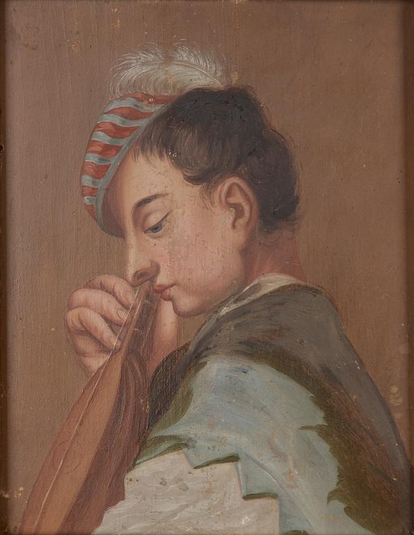 Swedish artist, 18th century. Youth with a lute.