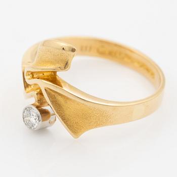 Lapponia, ring 18K gold set with a round brilliant-cut diamond, Finland 1981.