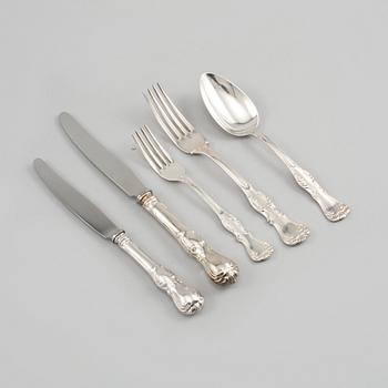 BESTICKSERVIS, 59 delar, silver, "Prins Albert", 1900-talets andra hälft. Vikt 2757 g.