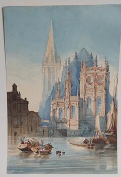 OKÄND KONSTNÄR, akvarell, sign CFA Cantzler?, 1800-tal.