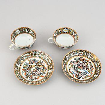 Parti, sju delar, porslin. Qingdynastin, Kanton, 1800-tal.