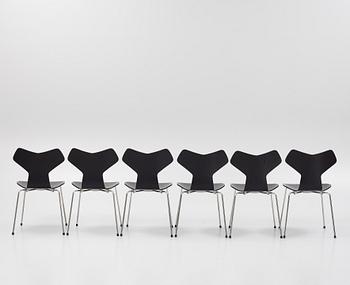 Arne Jacobsen, six "Grand Prix" chairs, Fritz Hansen, Denmark, 2014-2016.