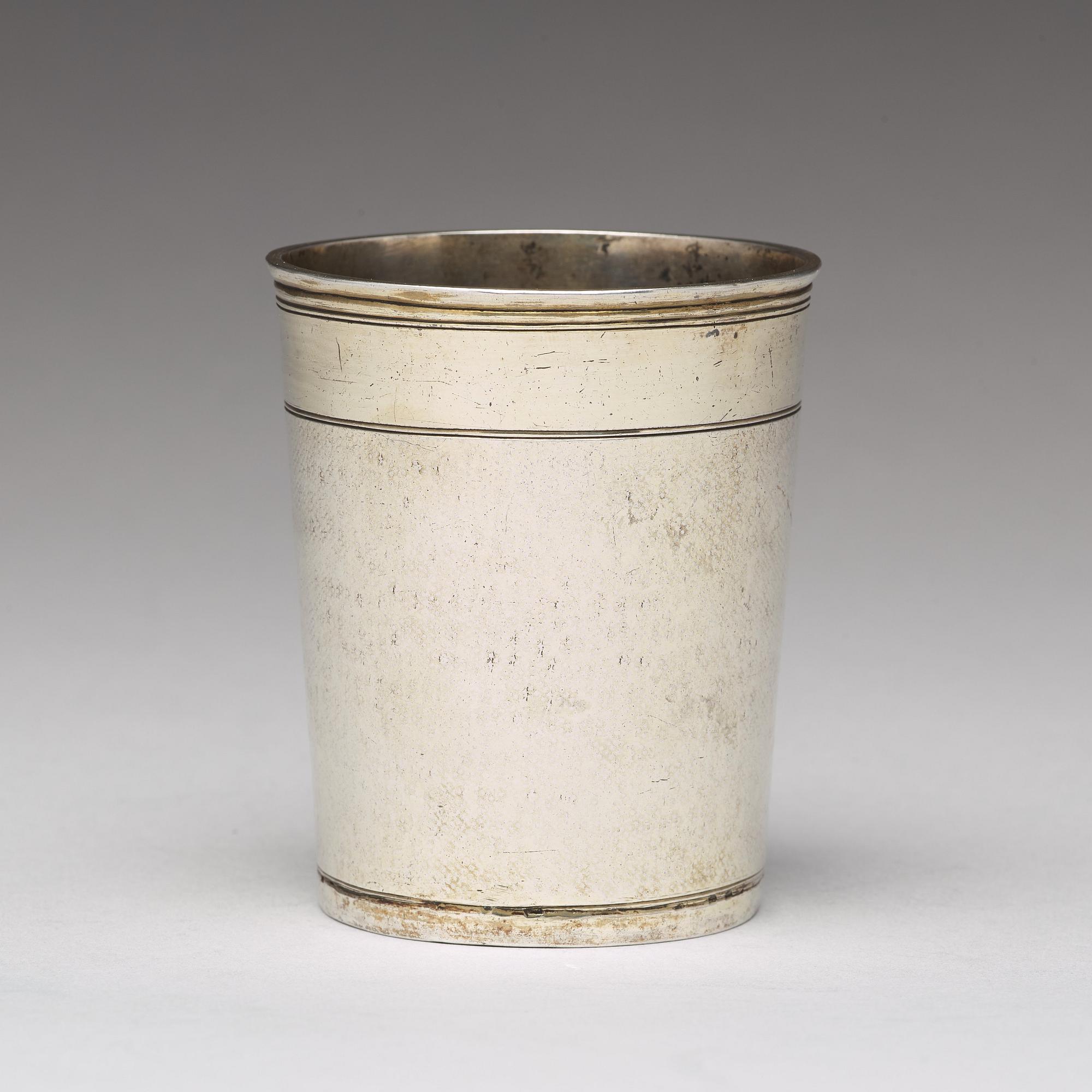 A German early 18th century parcel-gilt silver beaker, mark of Johann Christopher Treffler, Nürnberg 1712-1715.