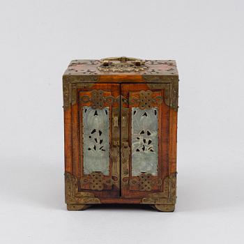 A Chinese stone and wooden cabinet, 20th century.