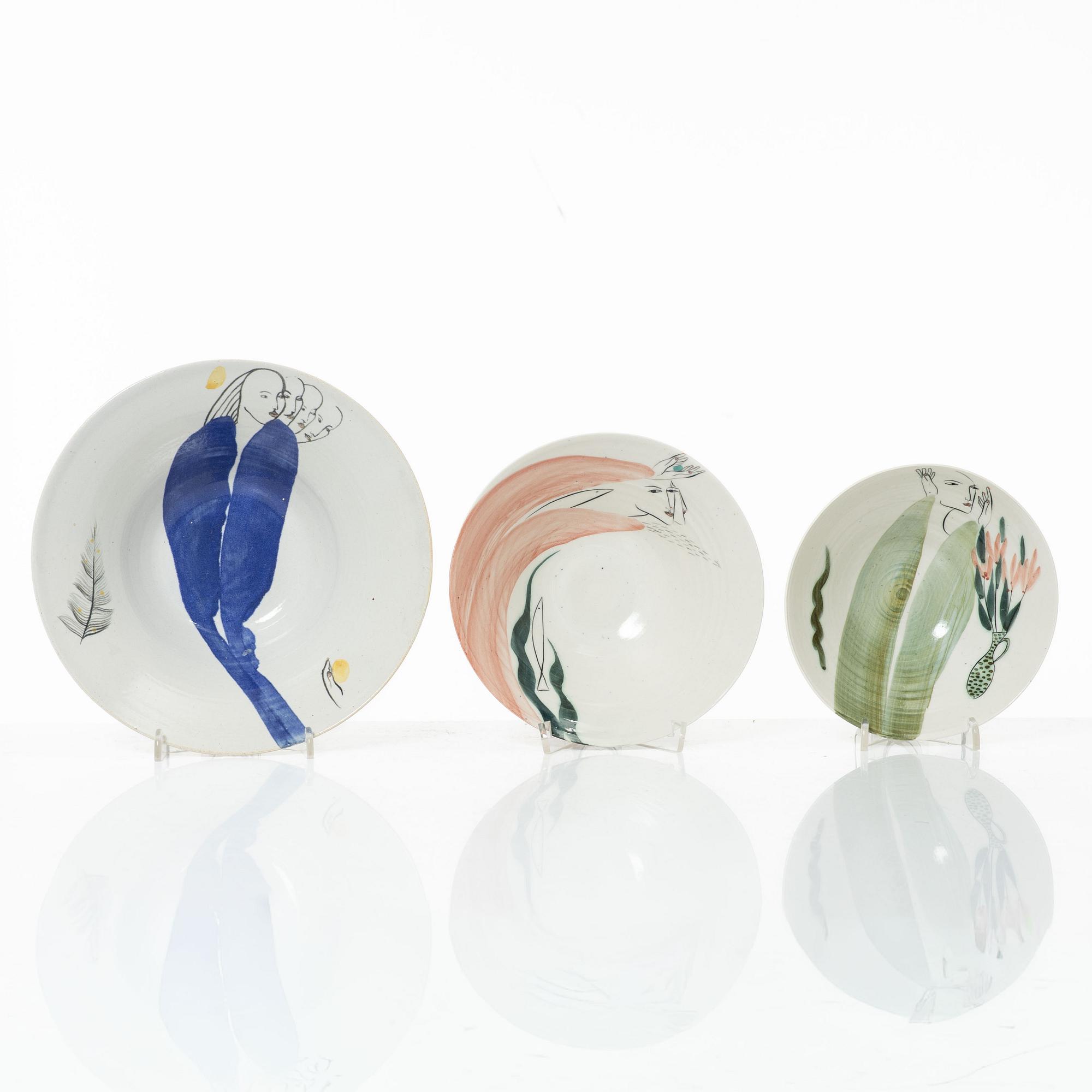 Eva Bengtsson, three stoneware bowls, own studio, Frillesås.