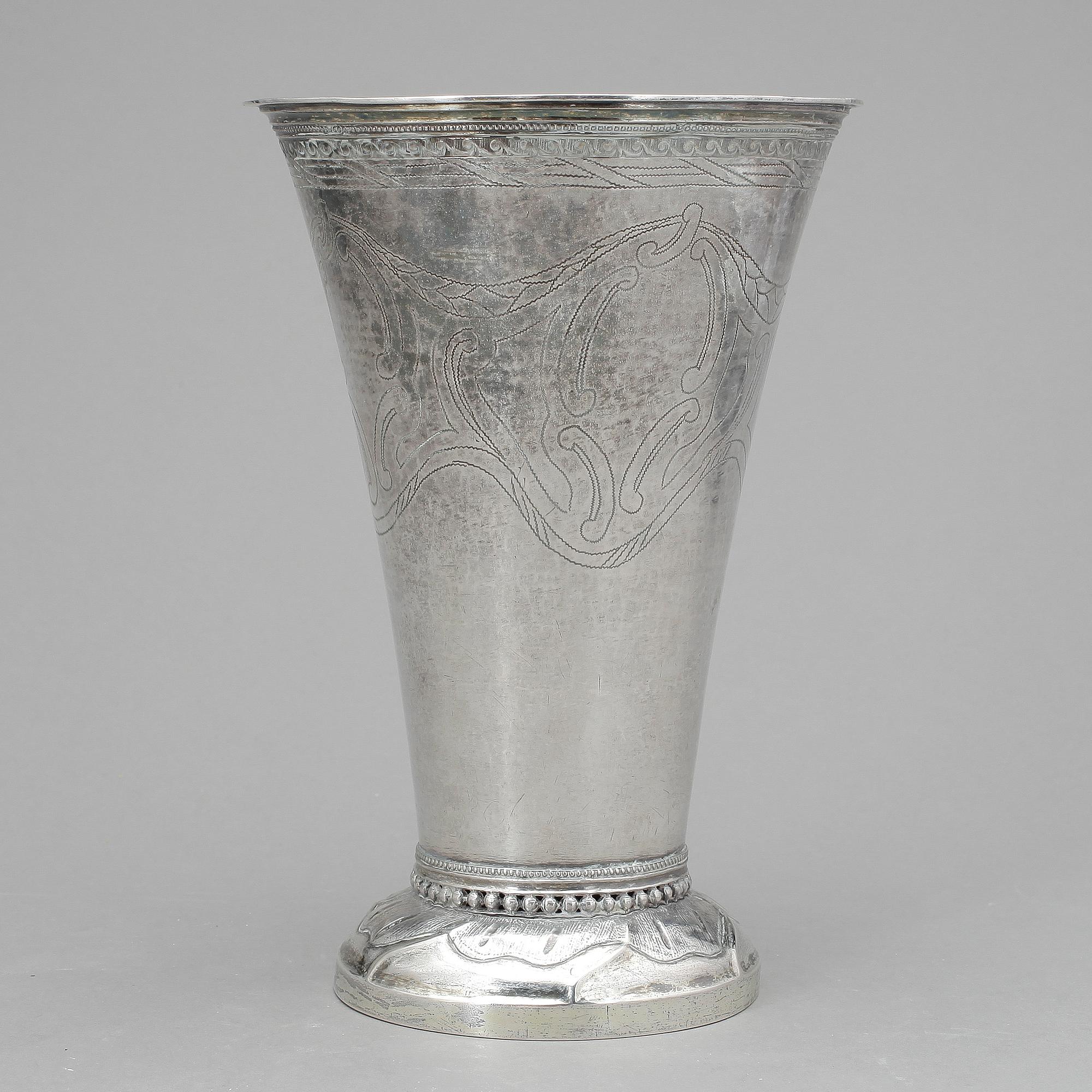 BÄGARE, silver, Erik Ernander, Uppsala, 1796. Vikt ca 430g.