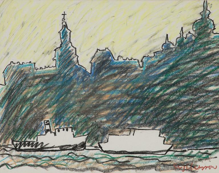 Stig Claesson, View of Södermalm with the Laurin House.