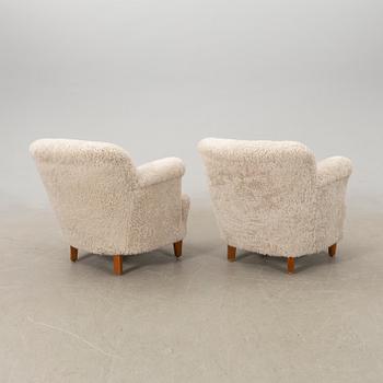 Armchairs a pair Swedish Modern 1940s.