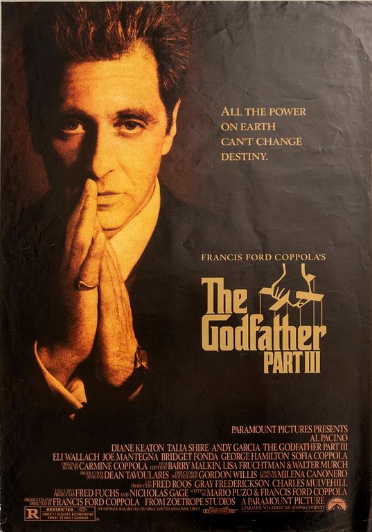 Film posters 3 pcs "The Godfather," "The Godfather Part III," and "The Hunt for Zero Point".