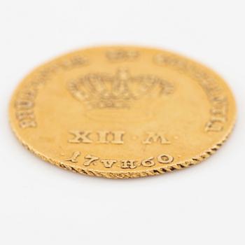 Gold coin Denmark, Frederik V, 12 Mark, 1760.