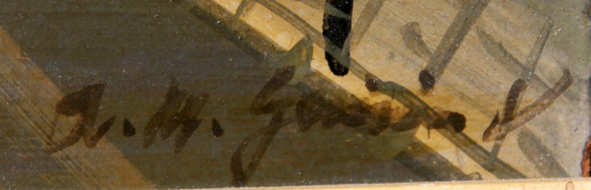 ARMAND MARIE GUERIN, olja på pannå, sign.