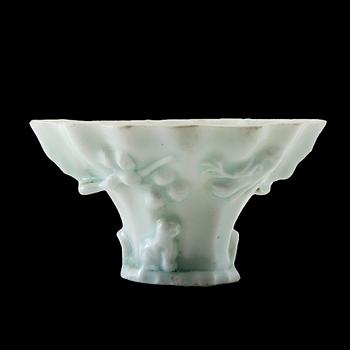 Wine tasting bowl porcelain, blanc-de-chine, China, 19th century.