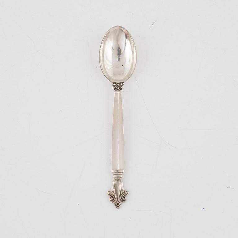 Johan Rohde, eleven 'Acanthus' sterling silver coffee spoons, Georg Jensen, Denmark post 1945.