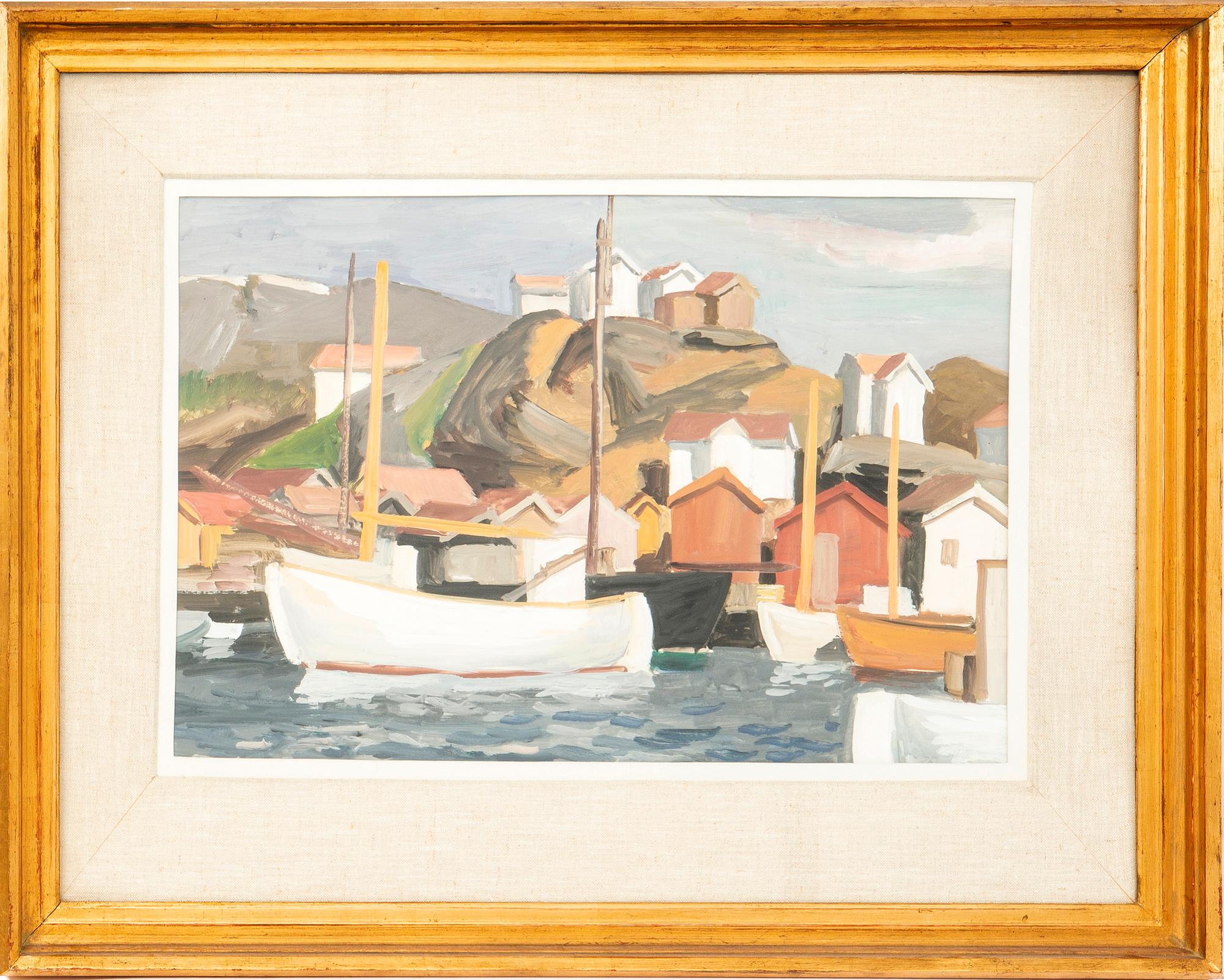 Ellis Wallin, gouache signerad.