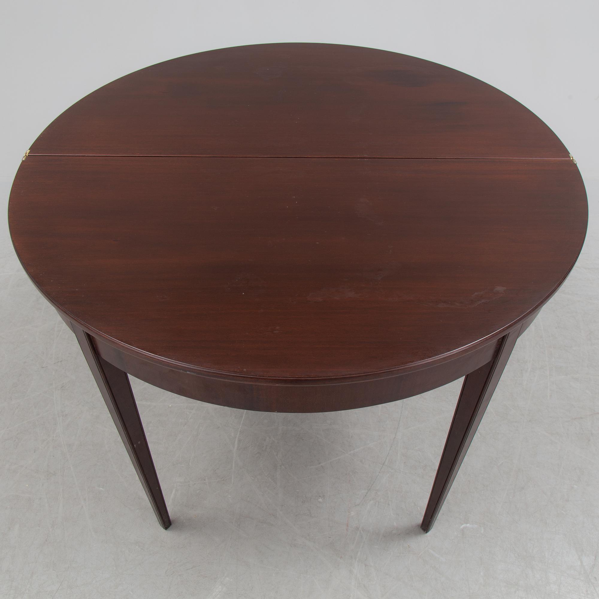 SIDE TABLE / FOLDING DINNER DEMI LUNE TABLE, mahogany, 20th century.