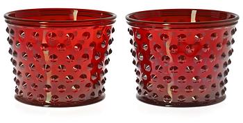 472. A pair of Josef Frank red glass pots by Svenskt Tenn.