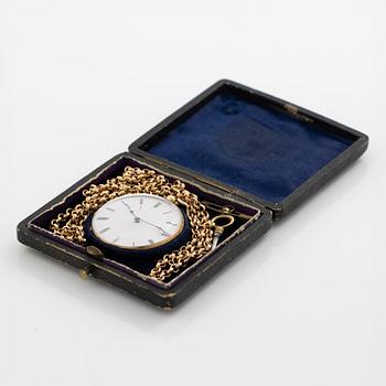Pocket watch, 18K gold, 36.5 mm.