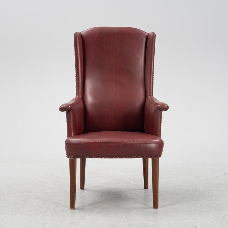 Carl Malmsten, a leather 'Ane' easy chair, second half of the 20th Century.