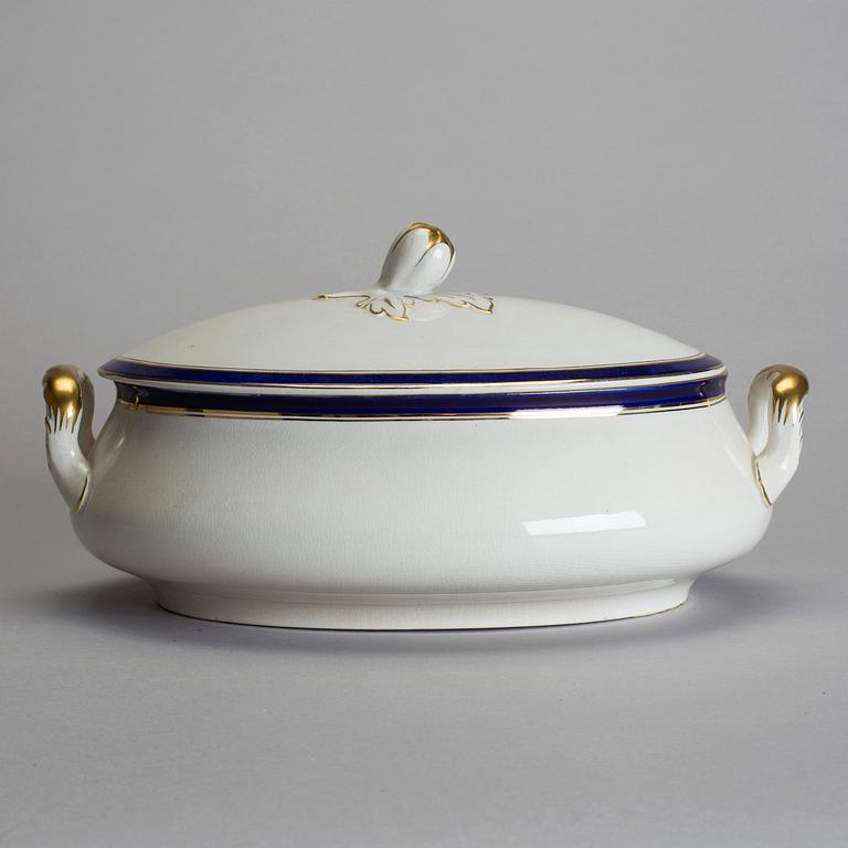 MATSERVISDELAR, 17 st, "Bandblå", Gustavsberg, 1920-tal.
