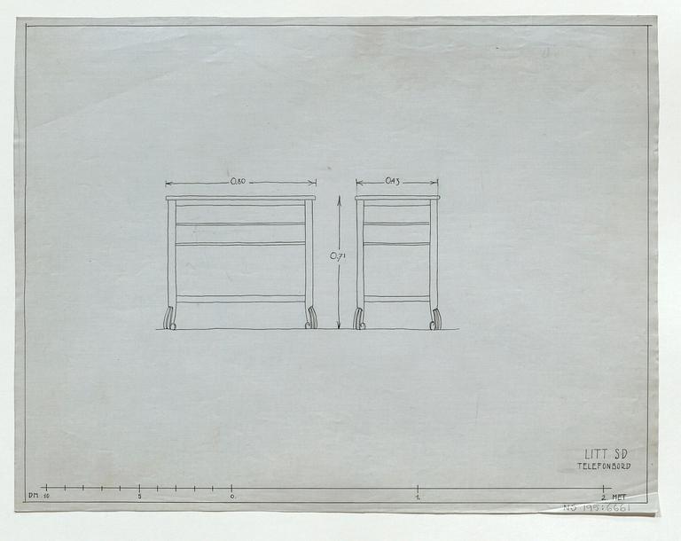Carl Malmsten, an oak side table, for Stockholm City Hall, ca 1920-22.