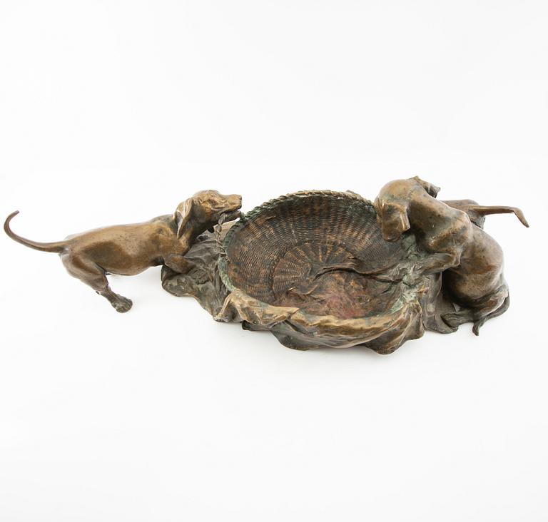 Unknown artist 20th century, sculpture, Playing puppies.