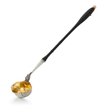 243. A Swedish 18th century parcel-gilt punch-laddle, mark of Wilhelm Smedberg (Karlstad -1777-1810 (1812)).