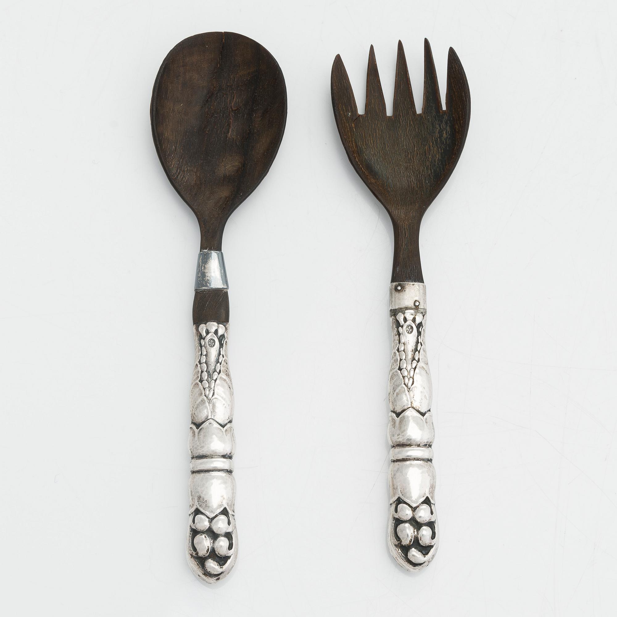 Georg Jensen, ottimet, hopea ja puu, Tanska 1927.