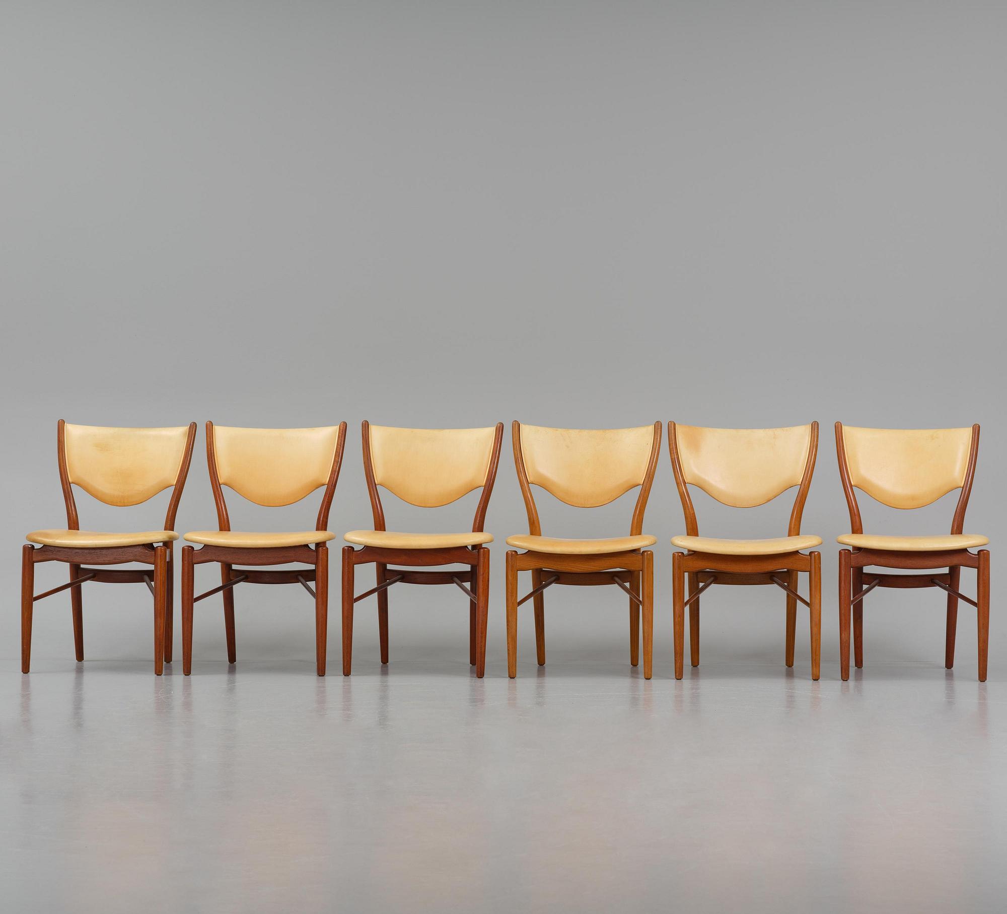 Finn Juhl, a set of six chairs and a pair of armchairs, model "Bo-63" and "Bo-72", Bovirke, Denmark, 1940s-50s.