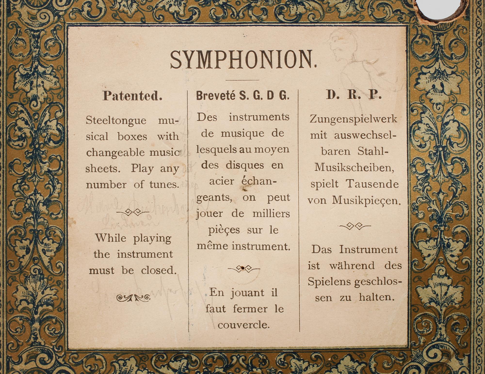 SPELDOSA, Symphonion, jugend, 1900-talets första del.