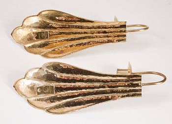 VÄGGLJUSSTAKAR, ett par, mässing,Lars Holmström, Arvika, omkring 1900-talets mitt.