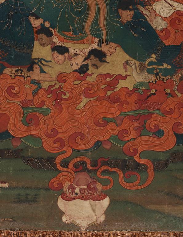 THANGKA, Yamantaka Vajrabhairava, Karma Gadri-stil, tibeto-kinesisk, 1700/tidigt 1800-tal.