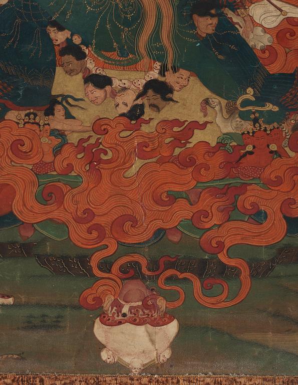 A fine thangka in Karma Gadri style of Yamantaka Vajrabhairava, Tibeto-Chinese, 17th/early 18th century.