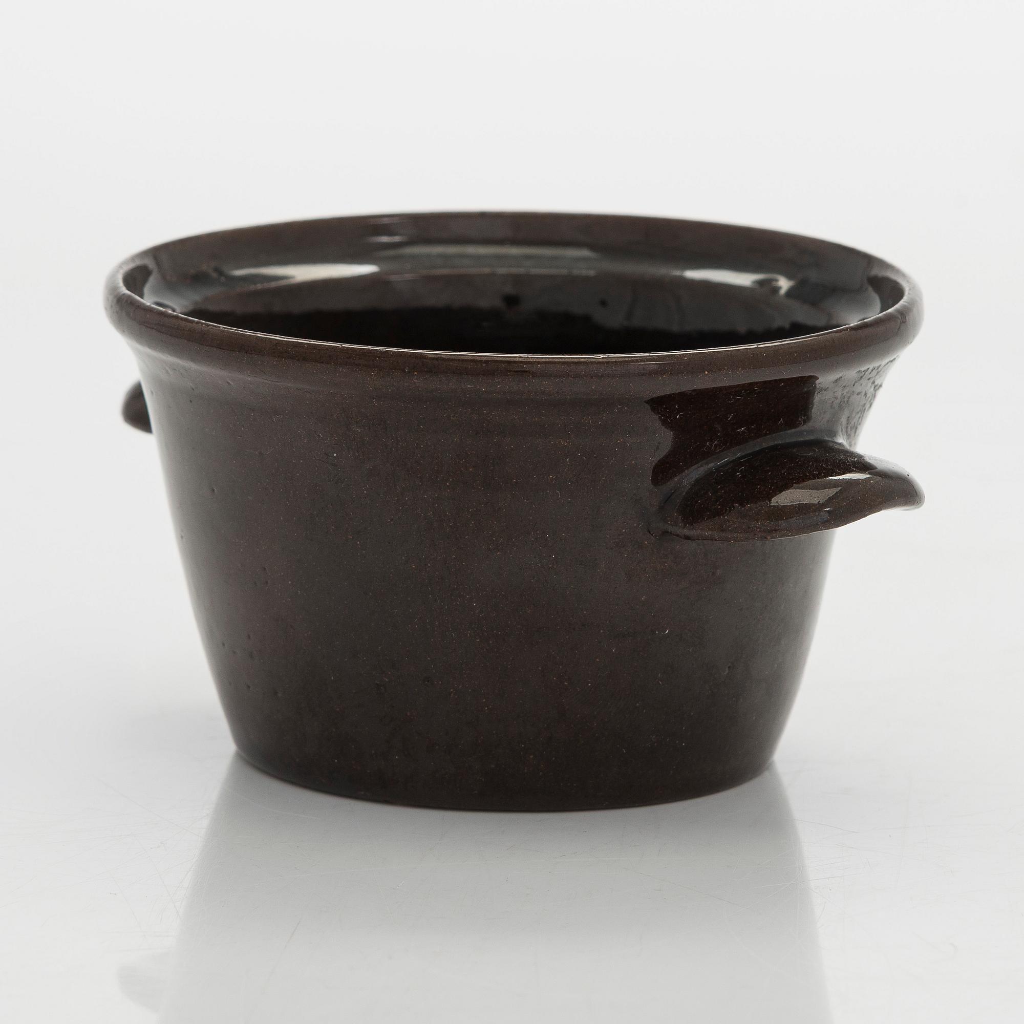 Marita Lybeck, plates, 2 pcs "Koto" and a bowl, red clay, signed ML KERA.