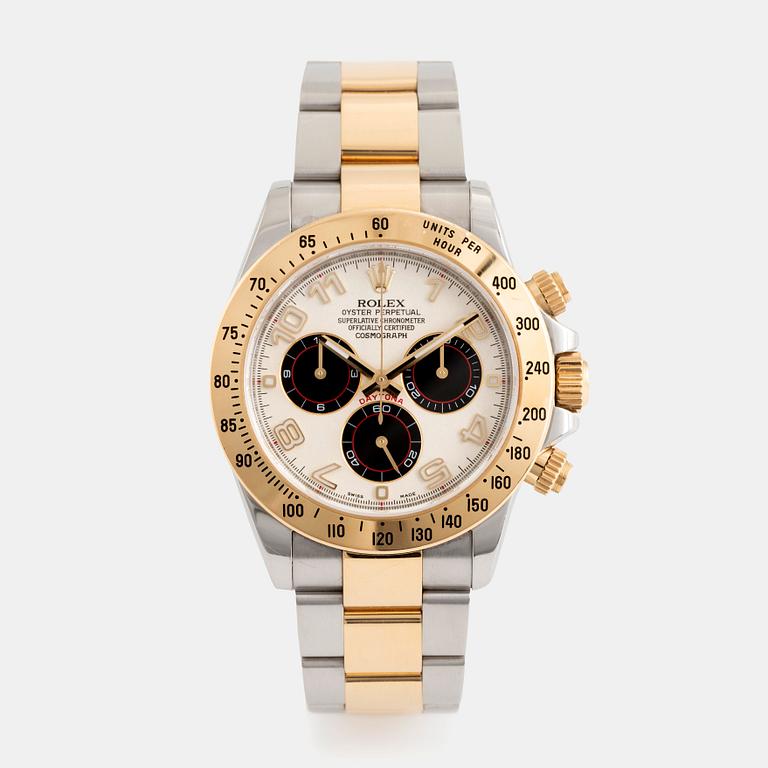 Rolex, Cosmograph, Daytona, "Arabic Racing Panda Dial", wristwatch. 40 mm.