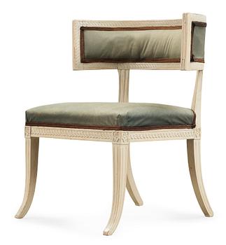 A late Gustavian circa 1800 klismos armchair.