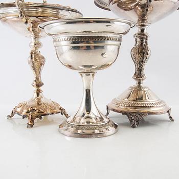 Sugar bowls 3 pcs, silver plate, early 20th century.