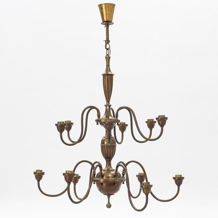 A brass ceiling light, first half of the 20th Century.