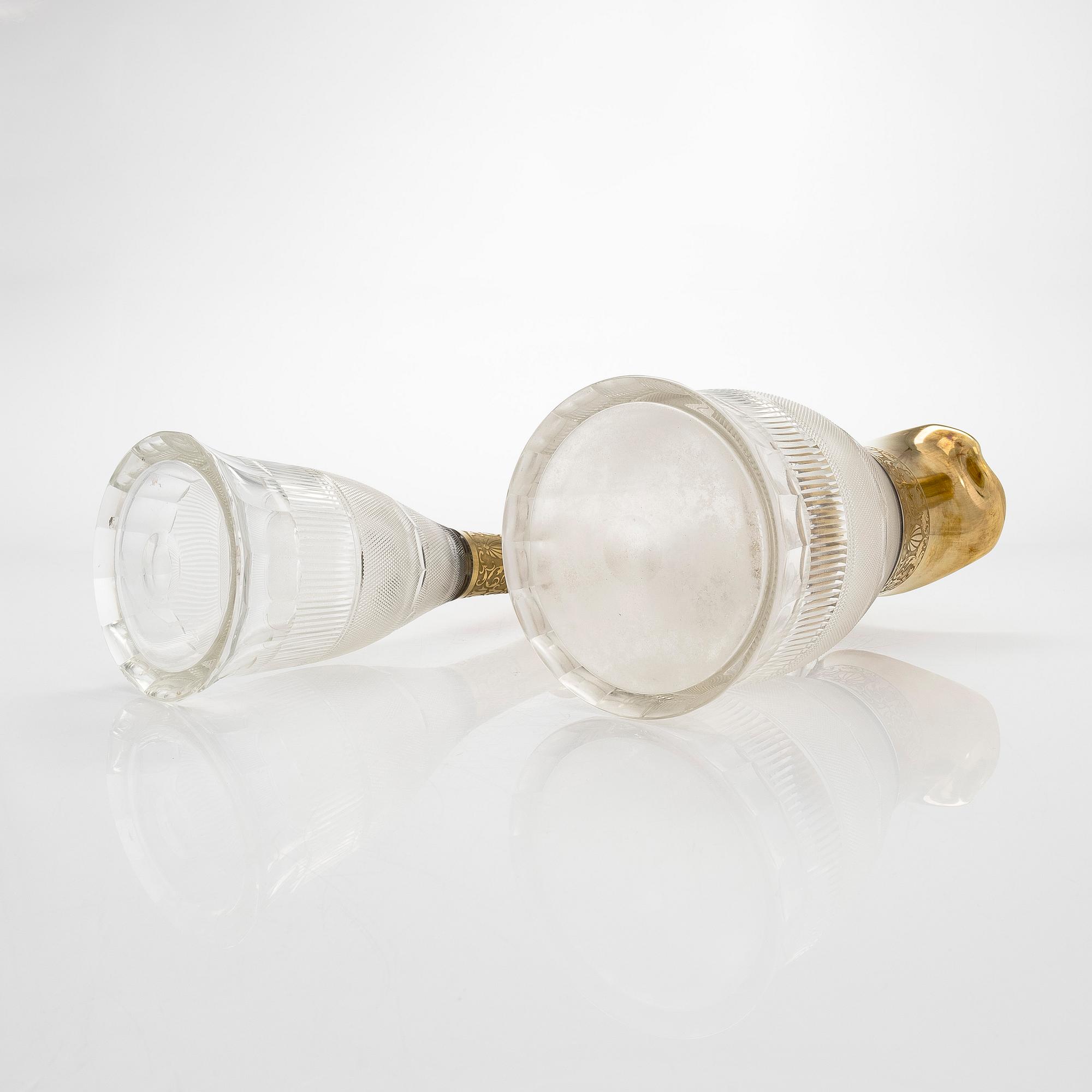 A set of three glass service parts, Moser, Czech Republic.