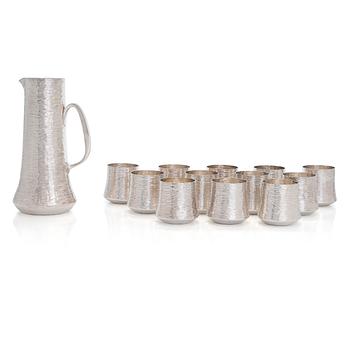 Tapio Wirkkala, a silver pitcher with 12 silver beakers, Kultakeskus, Hämeenlinna Finland 1975-76.