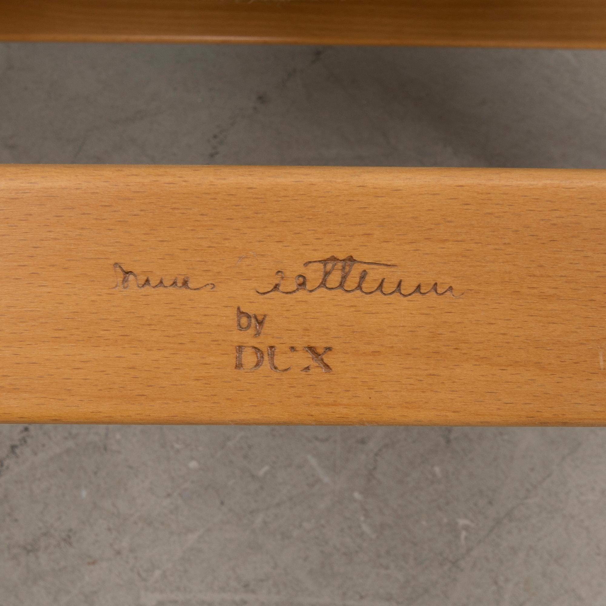 Bruno Mathsson, fåtöljer ett par med en fotpall, "Pernilla", Dux, 1900-talets slut.