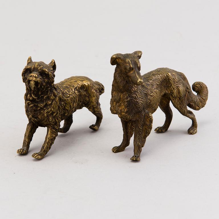 Two late 19th Century Russian bronze dog figurines.