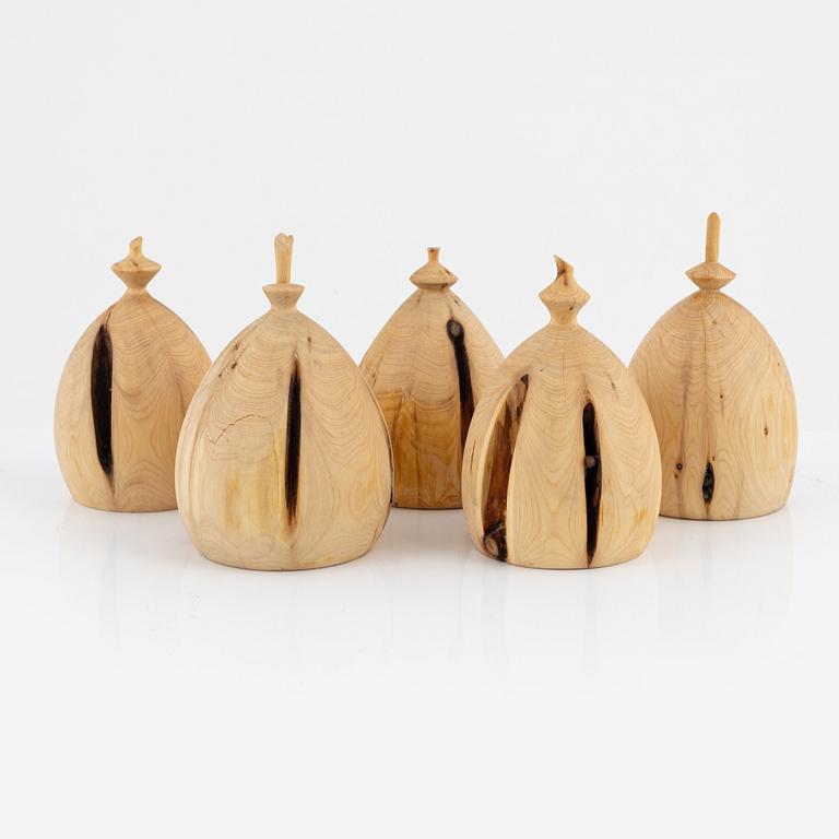 Magnus Ek, a set of five juniper Clocher for Oaxen Krog.