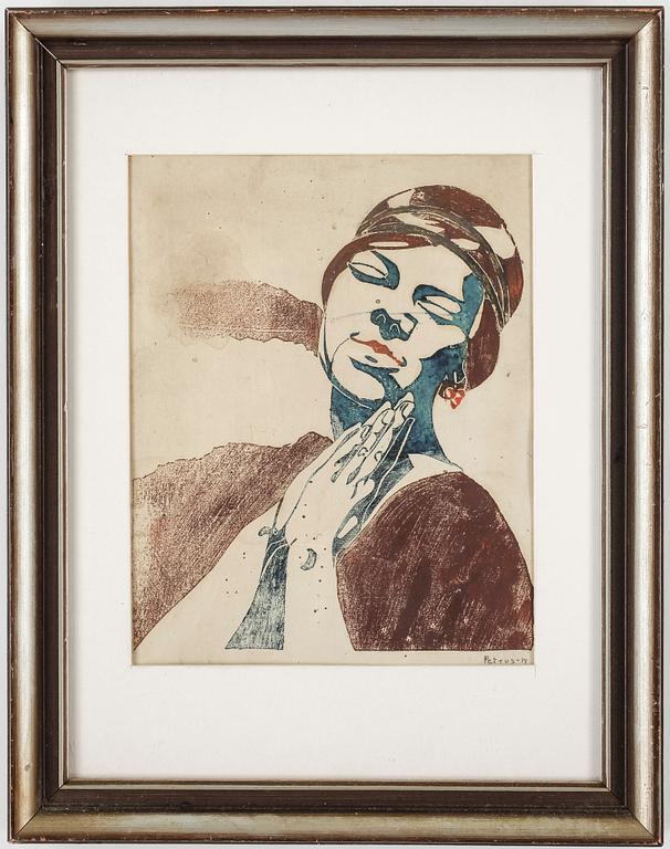 ANNA PETRUS, träsnitt, signerad och daterad -14.