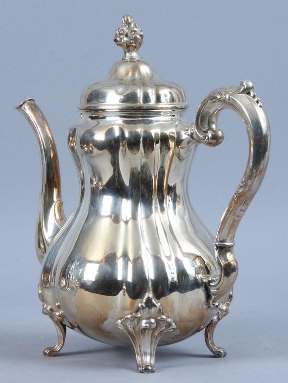 KAFFESERVIS, 3 delar, silver, import stmpl, 1945. Tot vikt 1382 gr.