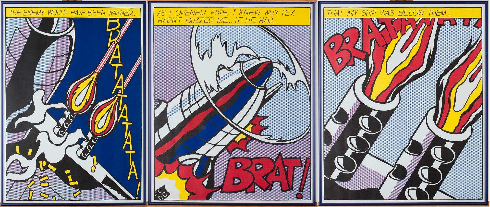 ROY LICHTENSTEIN, efter, triptyk, serigrafi, © S.M.A. (Stedelijk Museum Amsterdam).